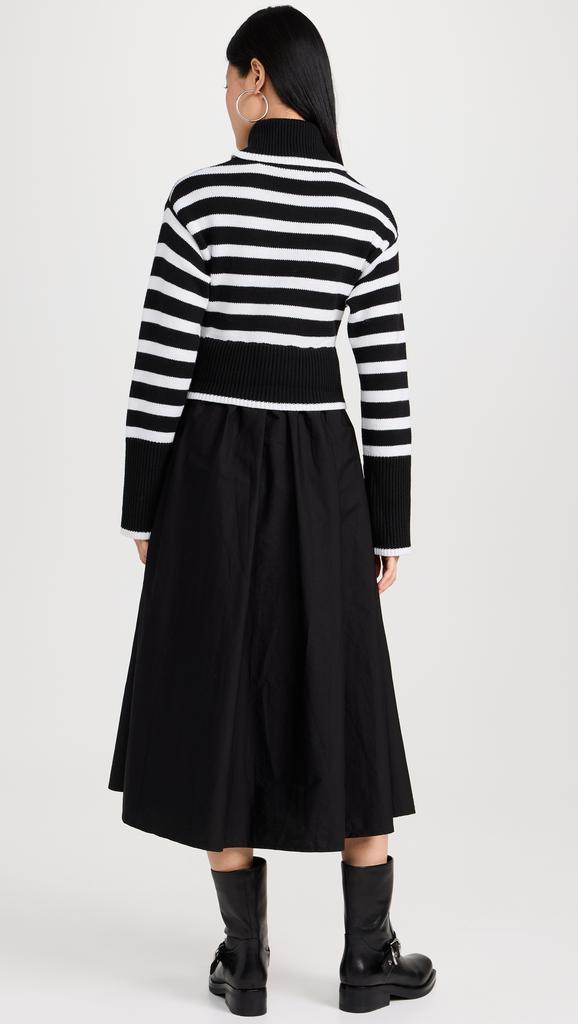 Moon River Long Sleeve Turtleneck Striped Sweater Dress