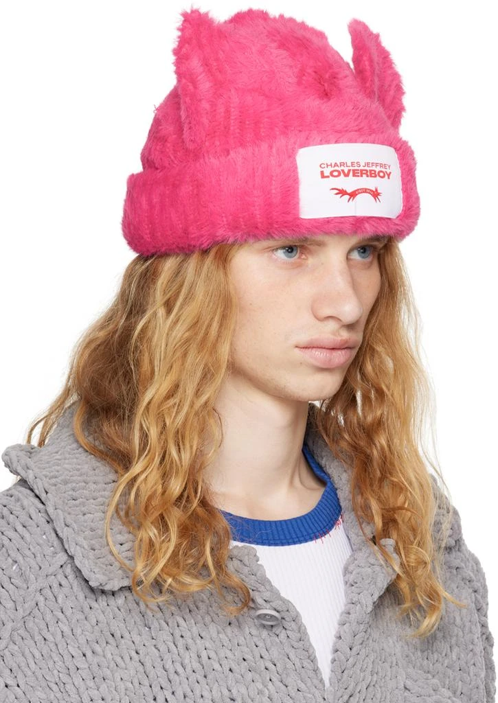Charles Jeffrey Loverboy Pink Fluffy Chunky Ears Beanie 2