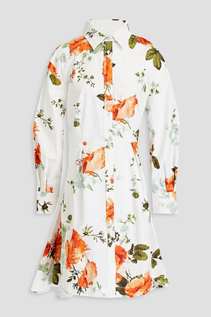 Erdem Cavendish pleated floral-print cotton-poplin shirt dress