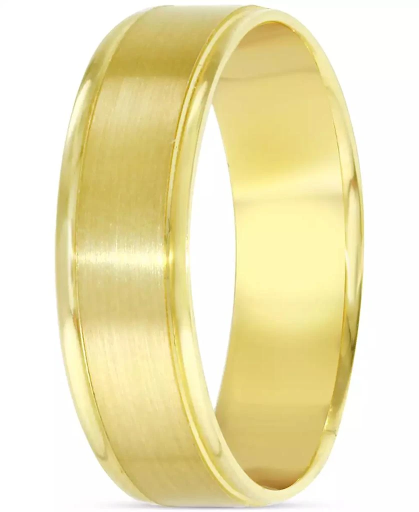 Macy
s Men
s Polished 
Textured Beveled Edge Wedding Band in 14k Gold 2