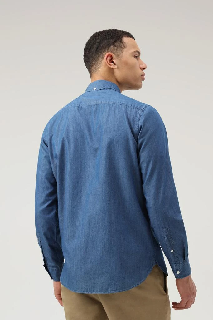 WOOLRICH Chambray Shirt in Pure Cotton - Men - Blue 3