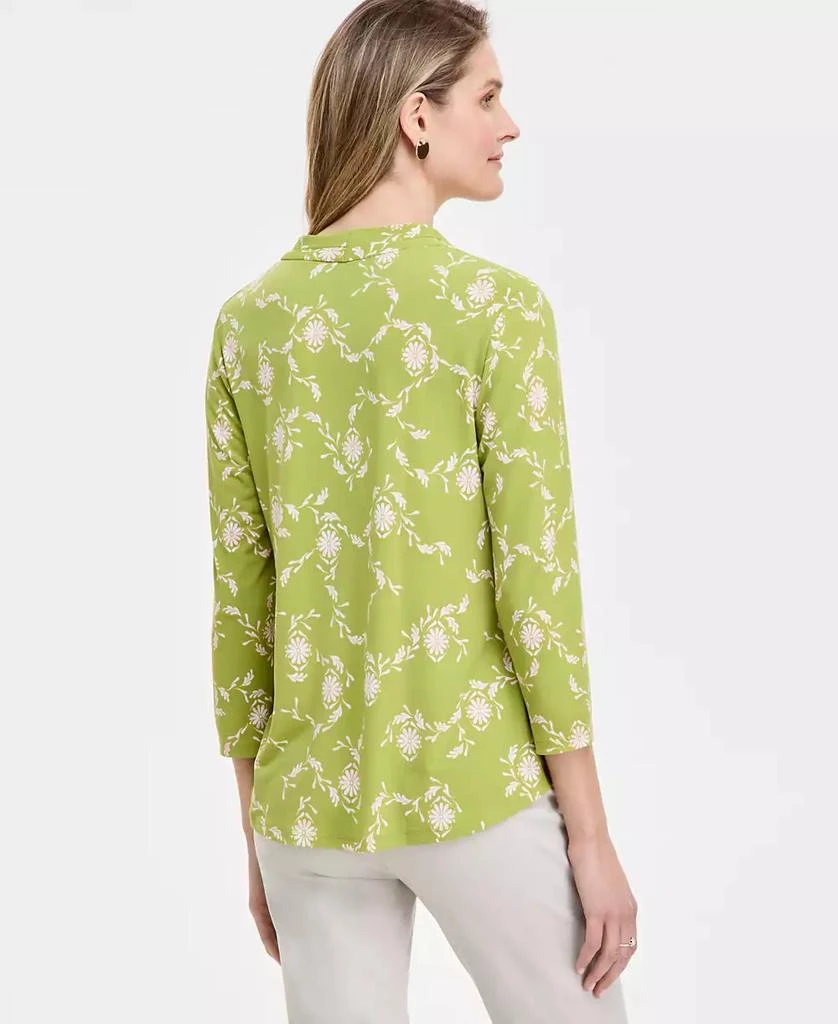 JM Collection Petite Lush Sway V-Neck 3/4-Sleeve Top, Exclusively at Macy's 2