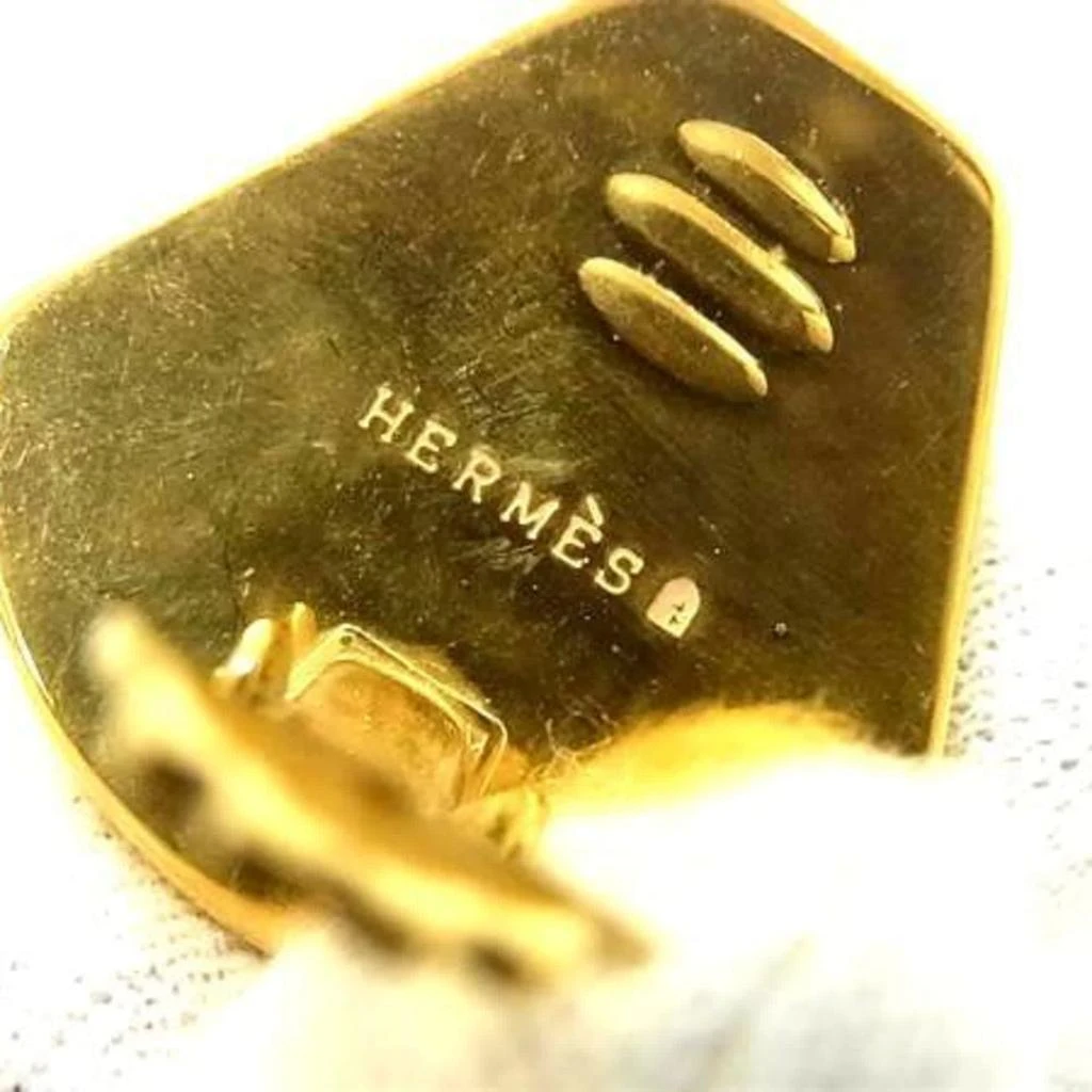 Hermes gold Cloisonné/Enamel Metal Clip Earrings (Pre-Owned) 2