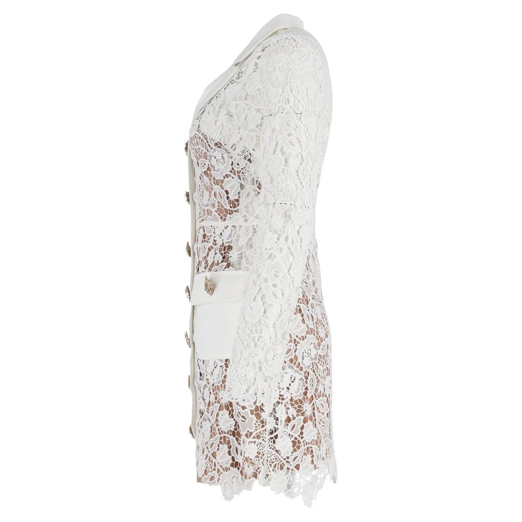 Self Portrait Magnolia Collared Lace Mini Dress In White Polyester 2