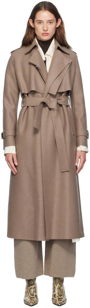 Harris Wharf London Beige Pressed Wool Trench Coat 1
