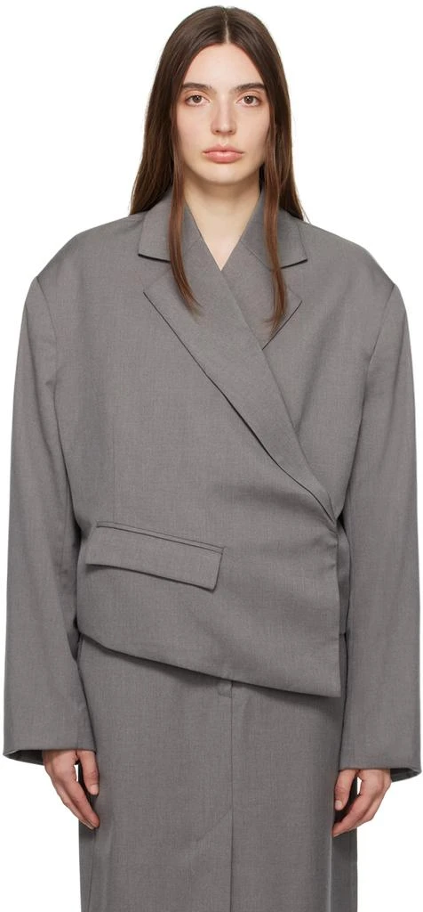 REMAIN Birger Christensen Gray Overlap Suiting Blazer 1