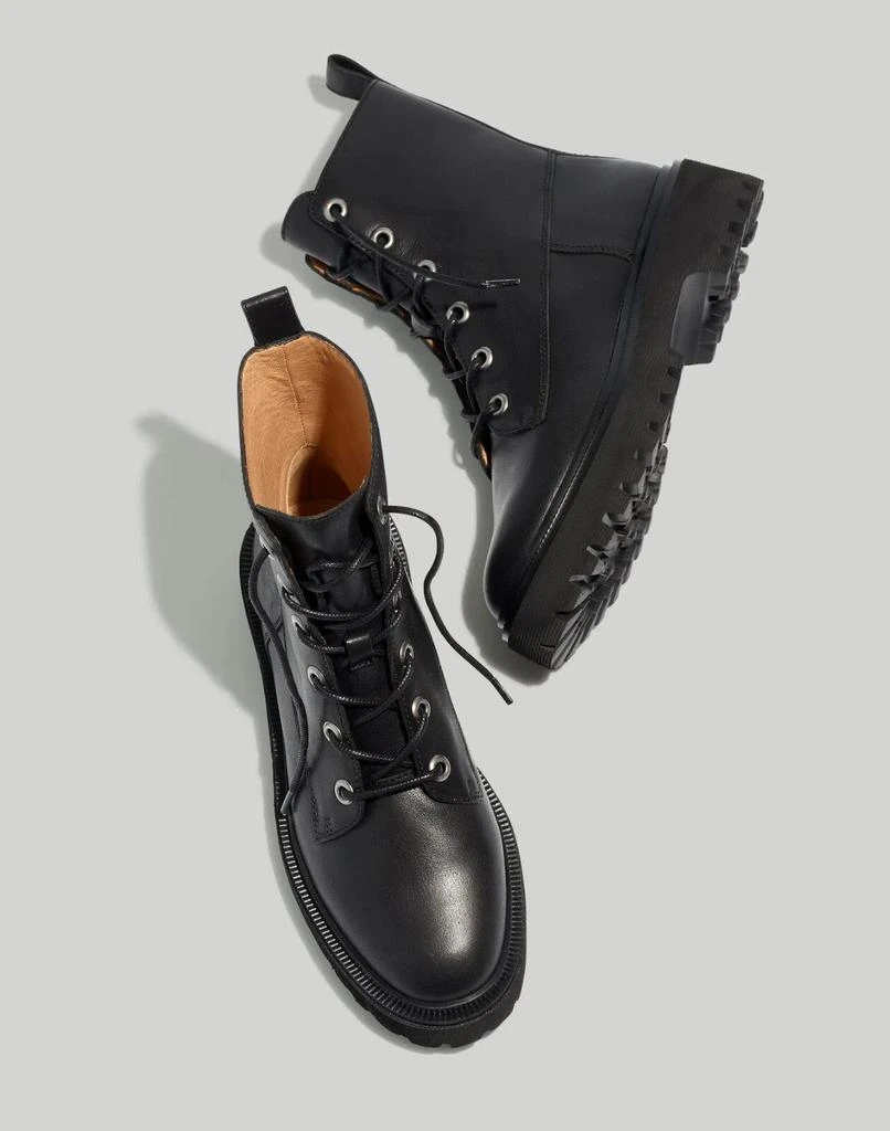 Madewell The Rayna NG667-001 Boots Women's US 5.5 Black Leather Lace Up ZPO3142 1