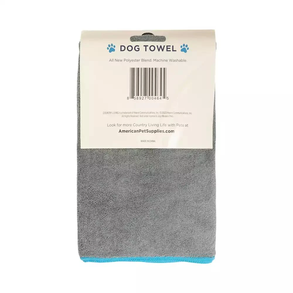 Country Living Gray 
Teal Microfiber Dog Bath Towel – Quick-Drying, Absorbent, 
Machine Washable for All Dog Sizes, Embroidered Paw Print – 2