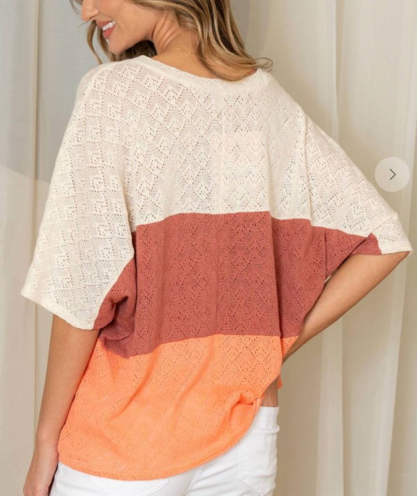 Sew In Love Sew In Love - Casually Yours Colorblock V-neck Top
