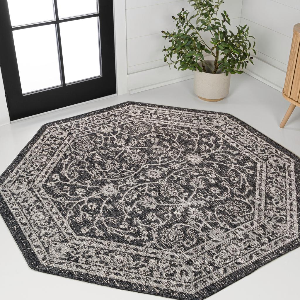 JONATHAN Y Palazzo Vine and Border Textured Weave Indoor/Outdoor Area Rug