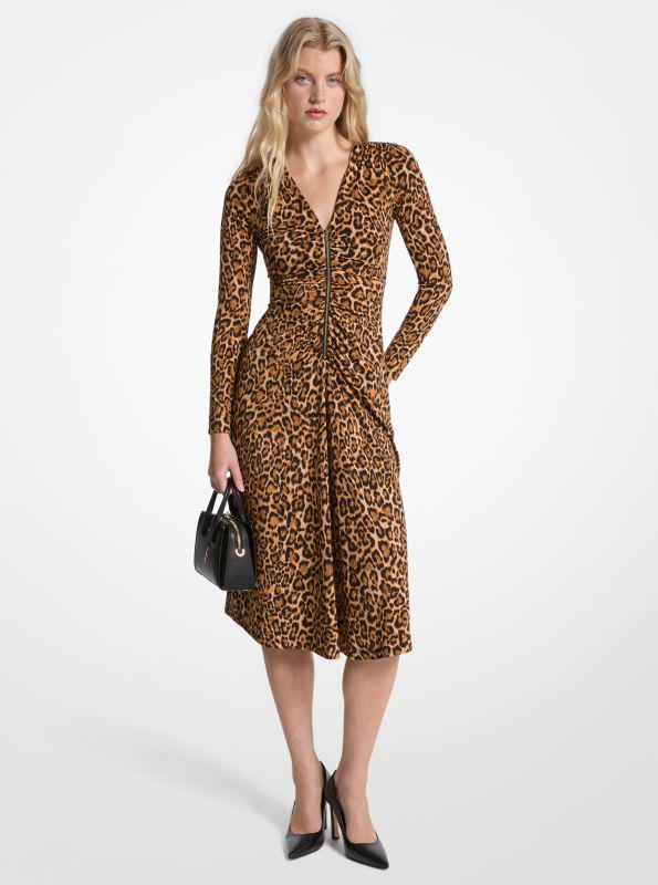 Cheetah Print Stretch Crepe Shift Dress – On Sale Now with