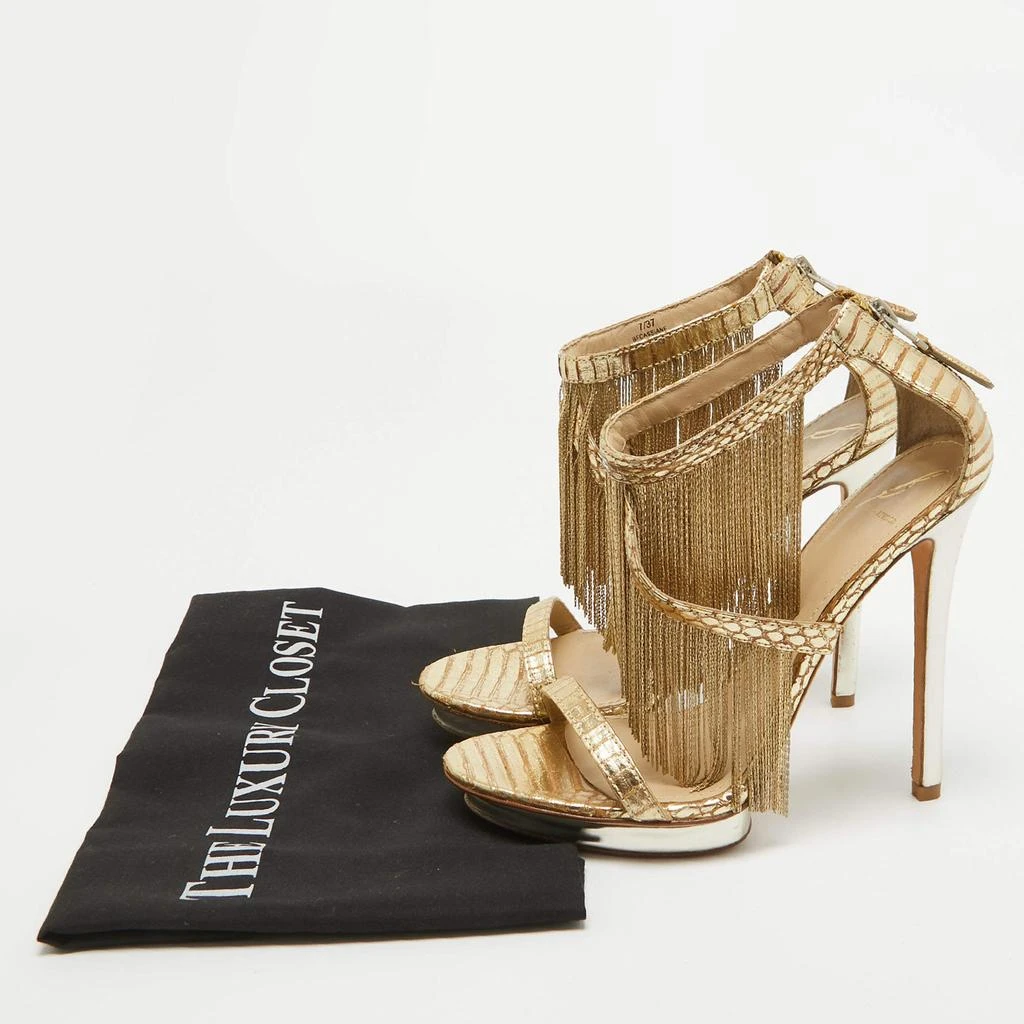 Brian Atwood Brian Atwood Gold Leather Ankle Strap Sandals Size 37.5 9