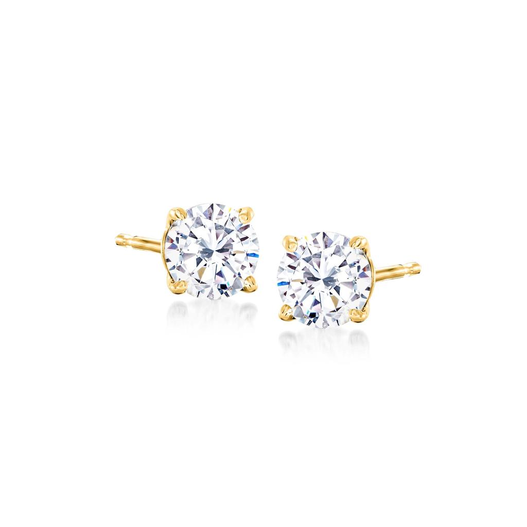 Ross-Simons CZ Stud Earrings in 14kt Yellow Gold