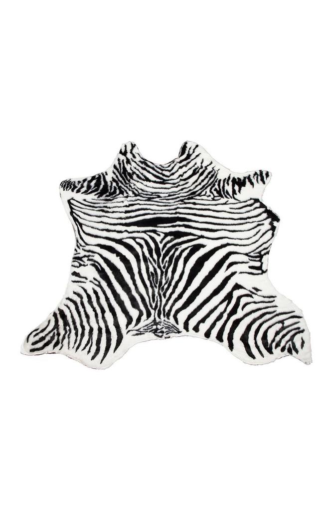 LUXE Faux Hide Area Rug/Throw - Zebra/Black/White