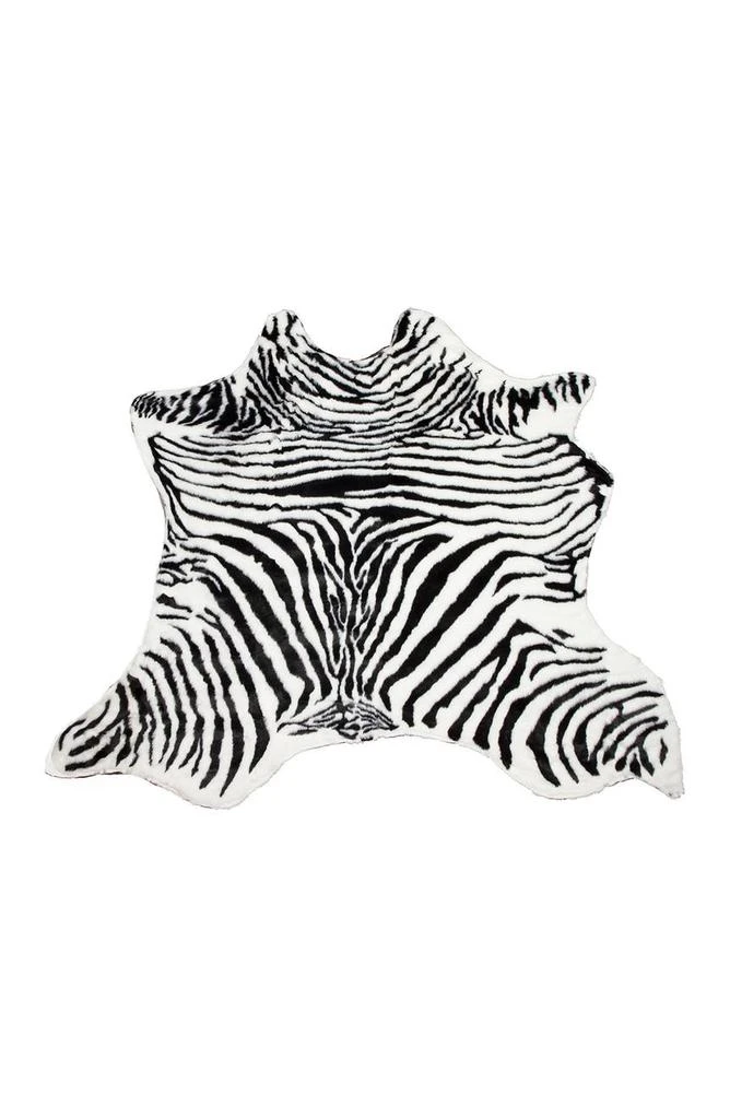 LUXE Faux Hide Area Rug/Throw - Zebra/Black/White 2