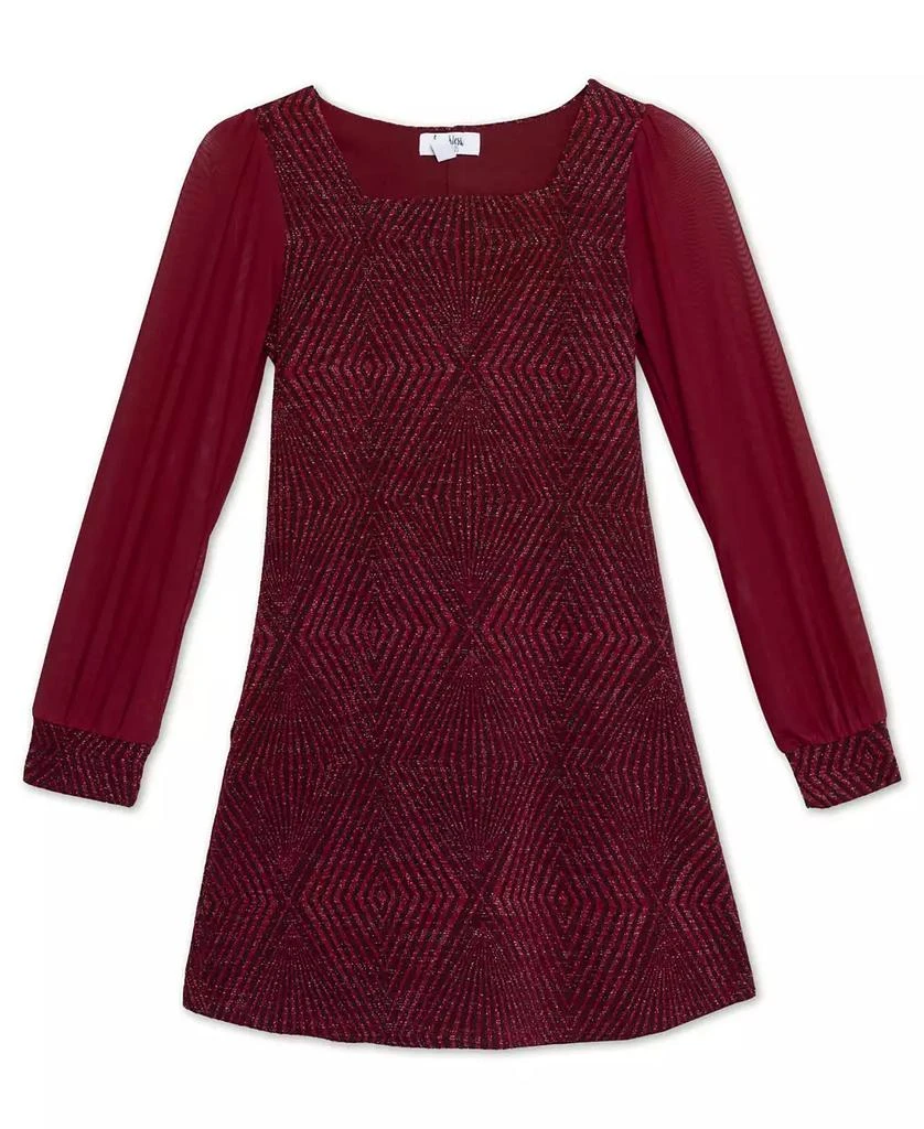 Speechless Big Girls Glitter Knit with Sheer Long Sleeves Dress 2