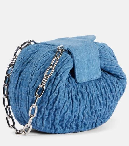 Gabriela Hearst Demi ruched denim wallet on chain 4