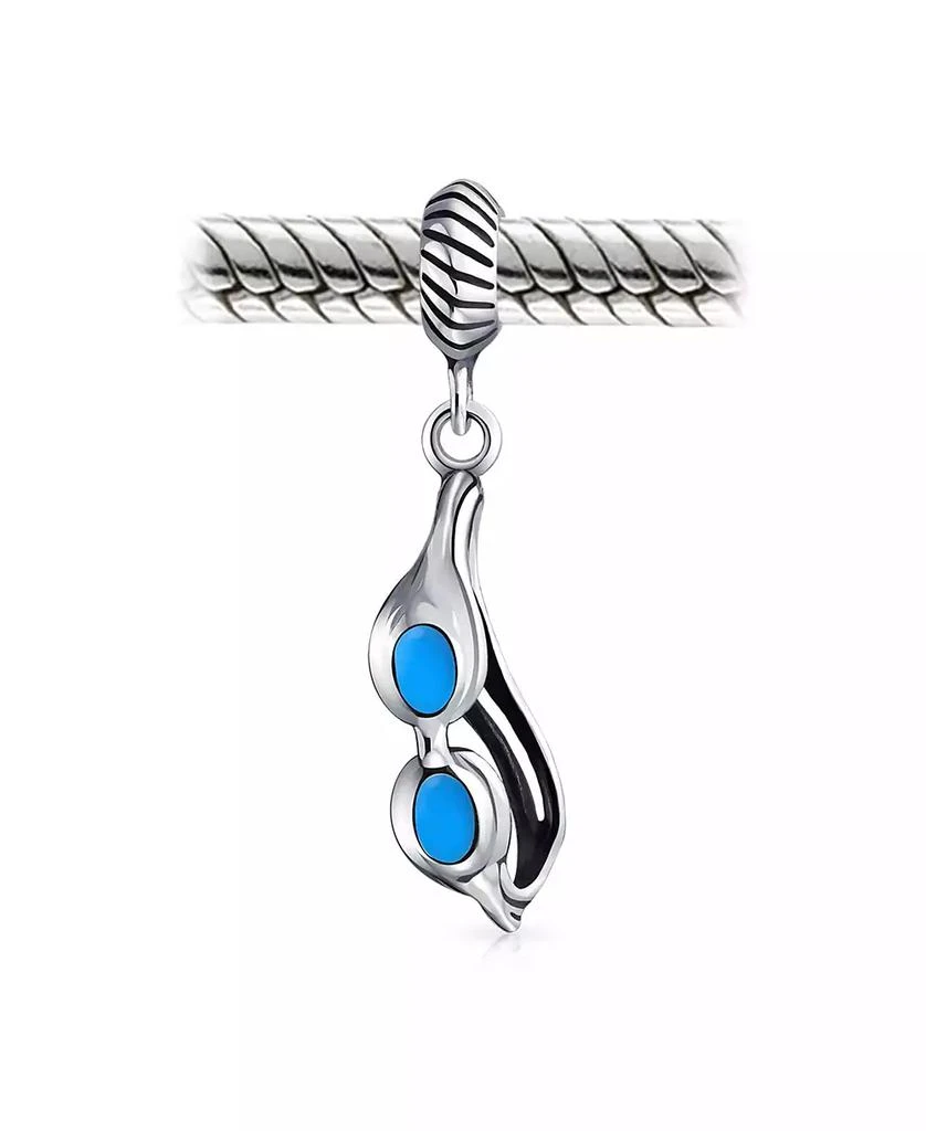 Bling Jewelry Sport Blue Skier Swimmer Swim Eyeglasses Goggles Dangling Bead Fits European Charm Bracelet Enamel Sterling Silver 2