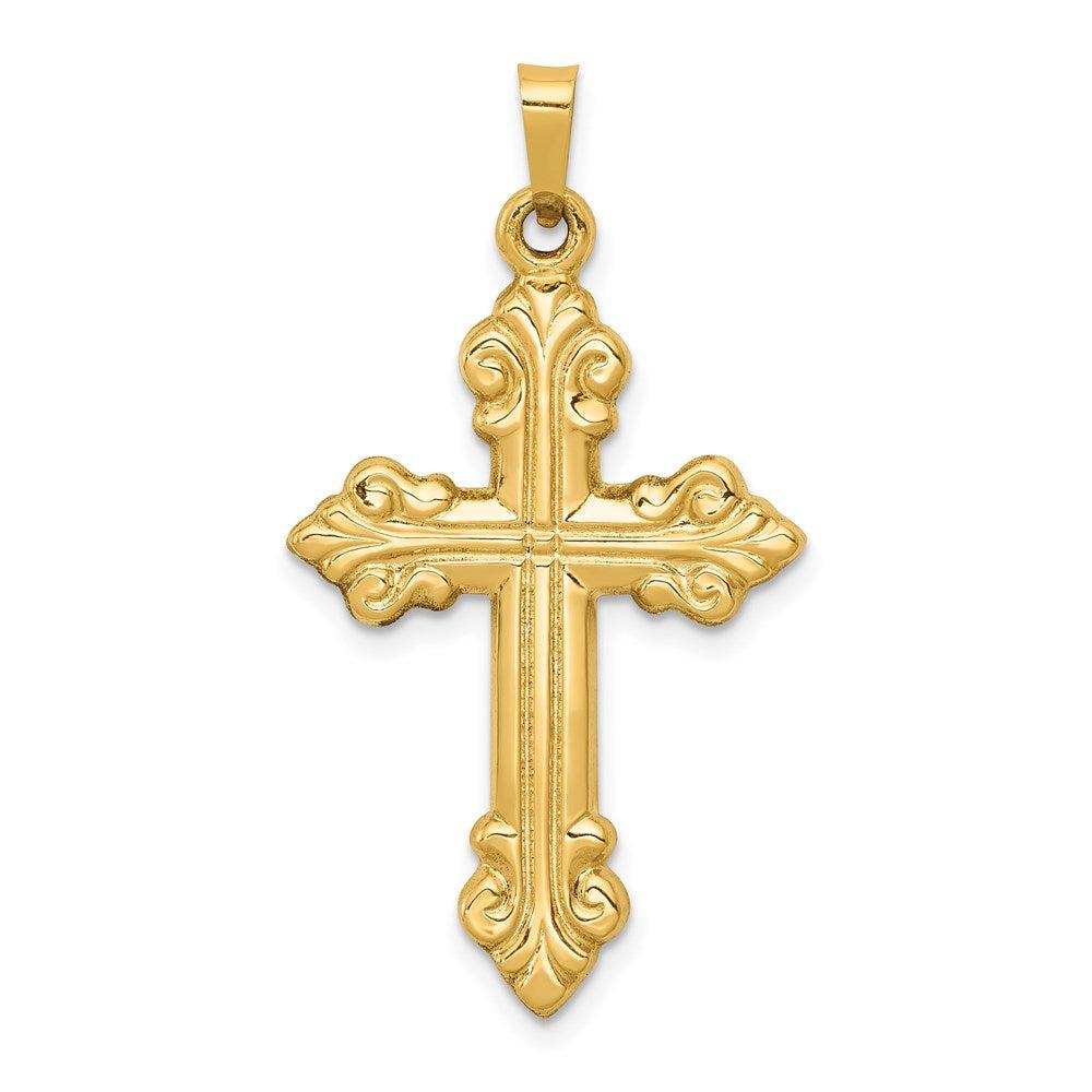 Diamond2Deal 14k Yellow Gold Polished Cross Budded Pendant