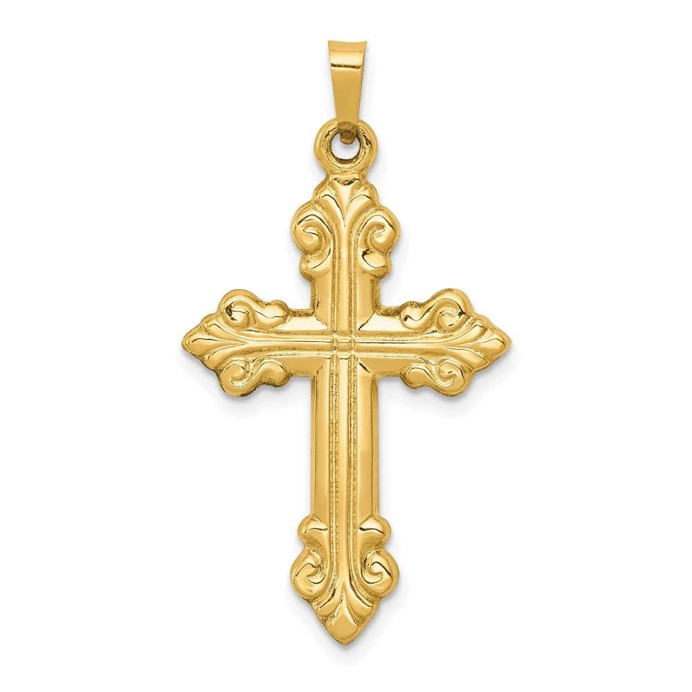 Diamond2Deal 14k Yellow Gold Polished Cross Budded Pendant 1
