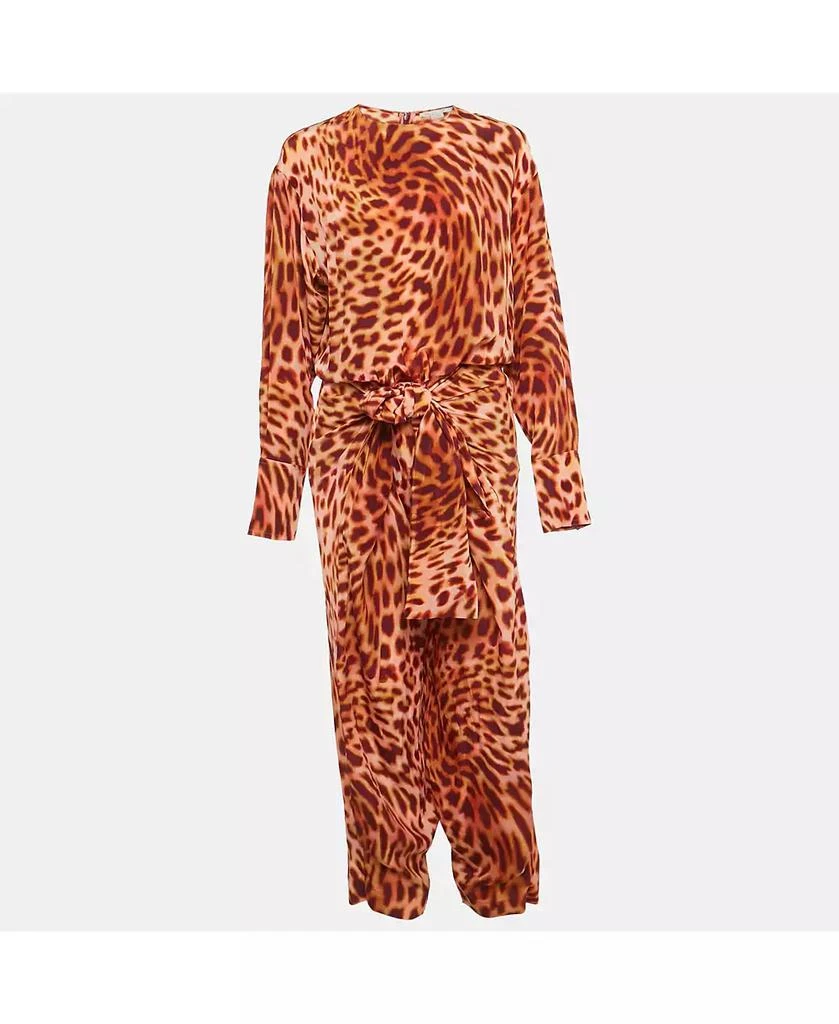 Pre-Owned Stella McCartney Women's Brown Leopard Print Silk Tie-Up Jumpsuit 1