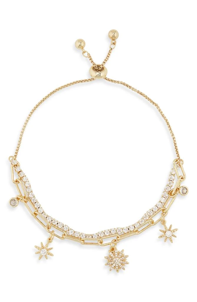 Leith Cubic Zirconia Sunburst Charm Layered Bracelet 2