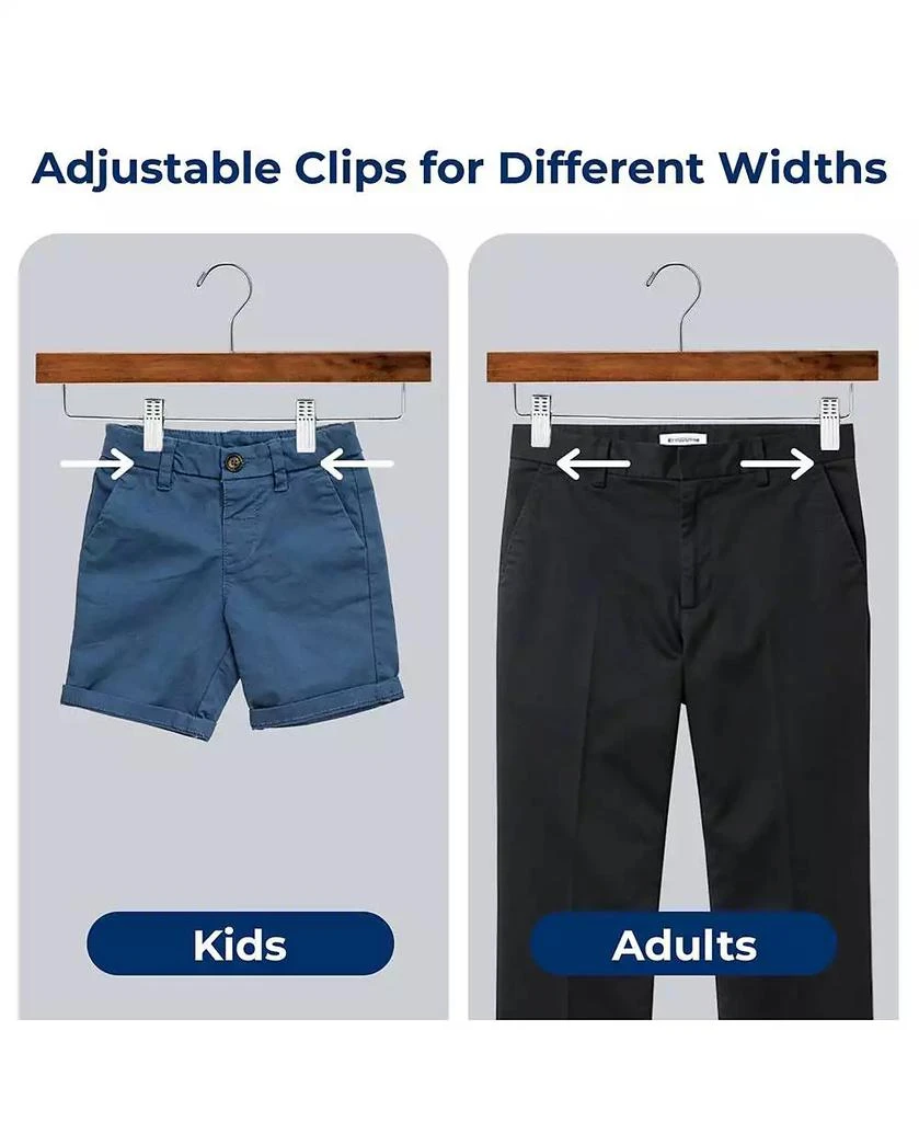 SereneLife 30 Pcs. Premium Wooden Pants Hangers - Heavy Duty Hanger Set with Chrome 360° Swivel Hook (Retro) 6