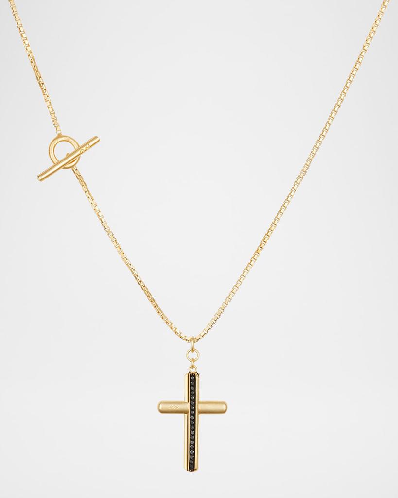 Marco Dal Maso Men's Acies 18K Gold Vermeil Black Diamond Cross Pendant Necklace