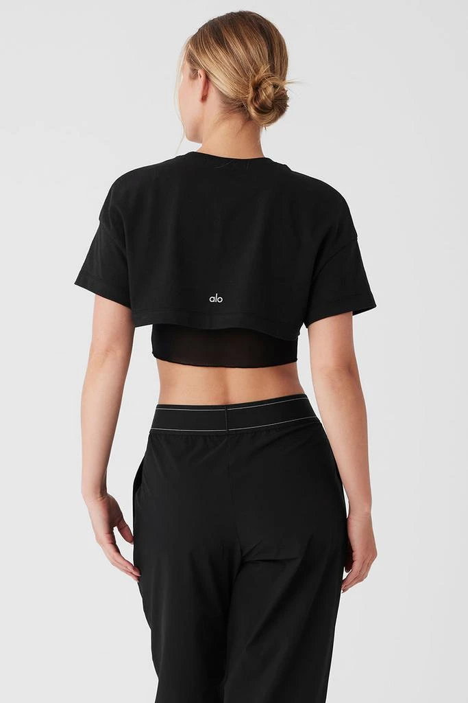 Cropped Tee Alo Choice Short Sleeve Top Cropped All Day Short Sleeve Black  ALO