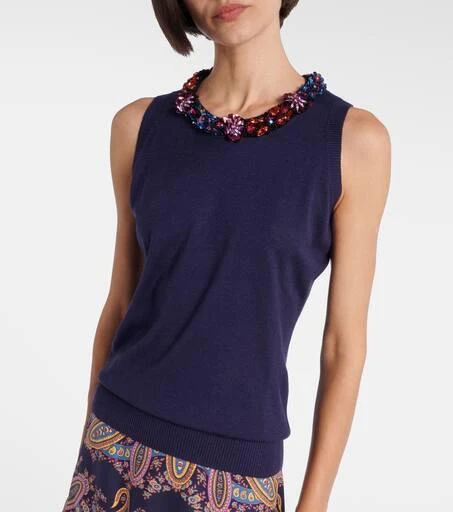 ETRO Embellished silk and cashmere top 6