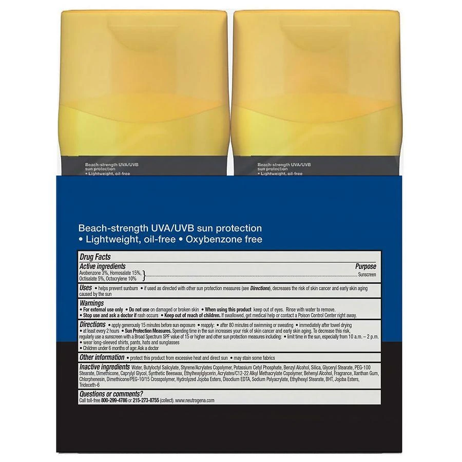 Neutrogena Water + Sun SPF 70, Face and Body Sunscreen Lotion, Twin Pack 3