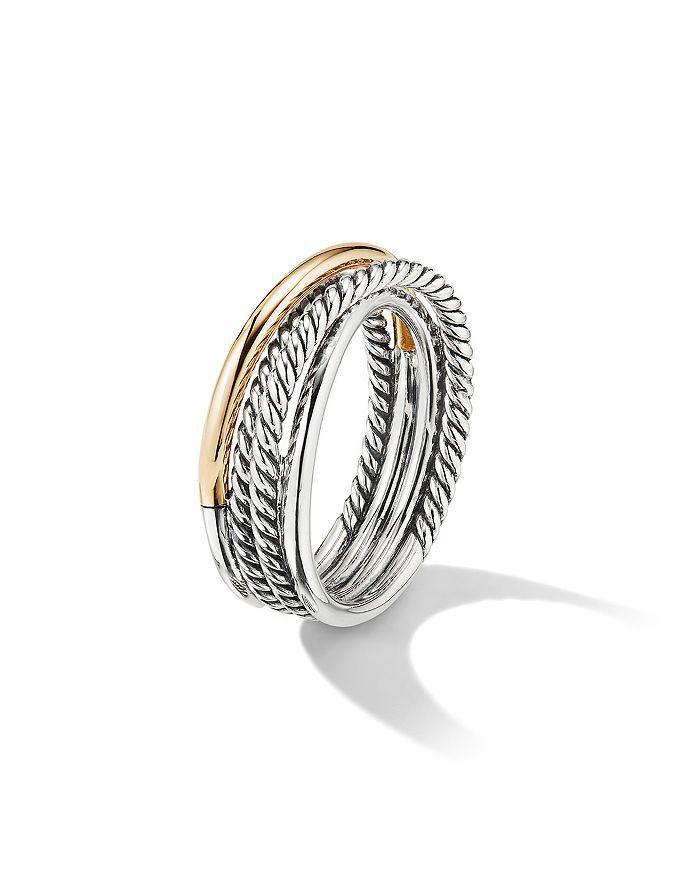David Yurman Crossover Band Ring in Sterling Silver with 18K Yellow Gold, 6.8mm