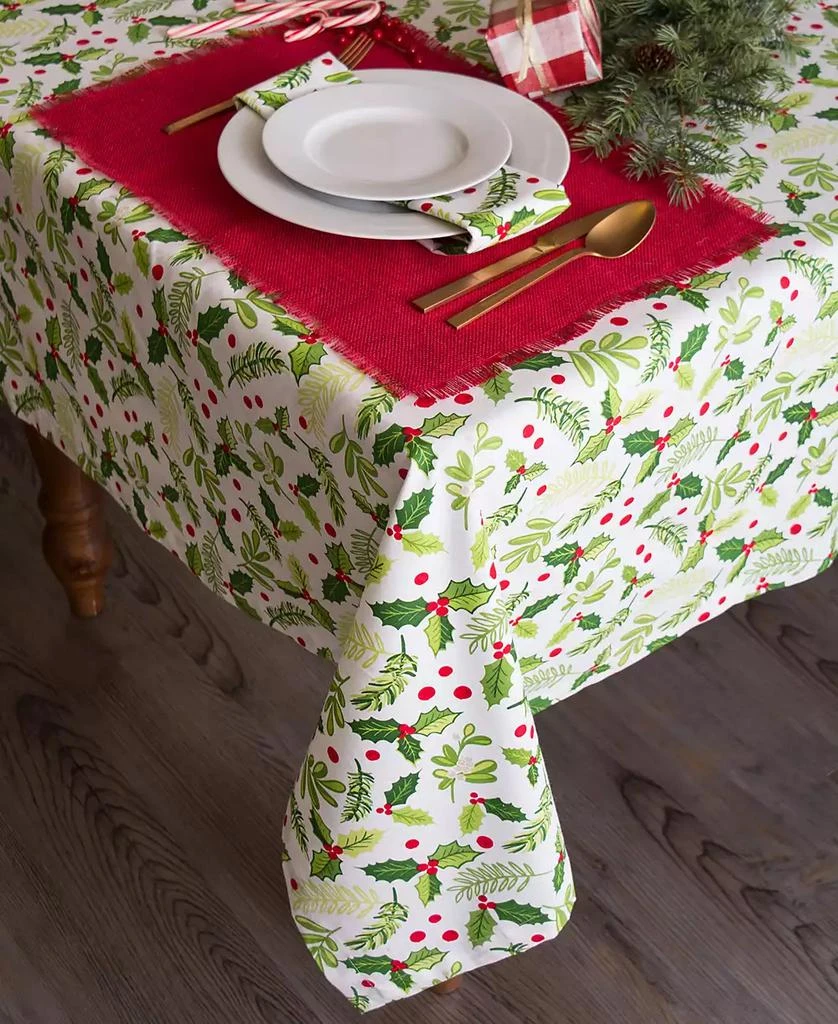 Design Imports Boughs of Holly Print Tablecloth 2