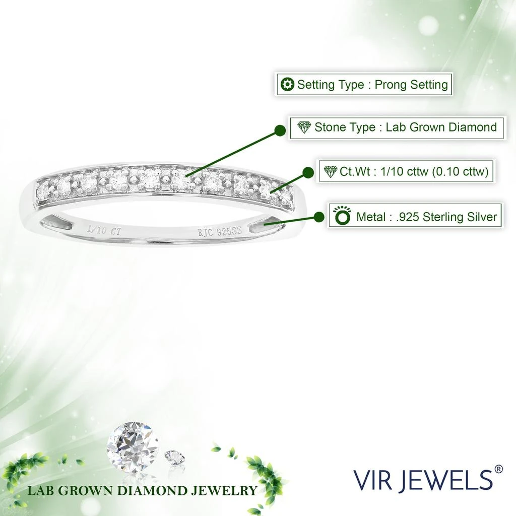 Vir Jewels 1/10 cttw Lab Grown Diamond Wedding Band in Sterling Silver For Women 4