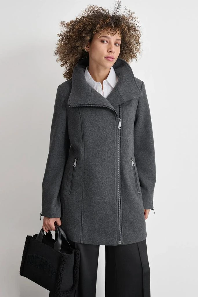 DKNY WOOL COAT WITH ZIPPER DETAIL 1