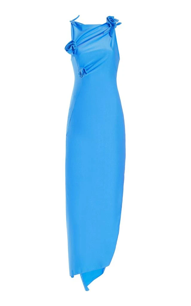COPERNI Coperni - Asymmetric Rosette-Detailed Satin Maxi Dress - Blue - M - Moda Operandi 1