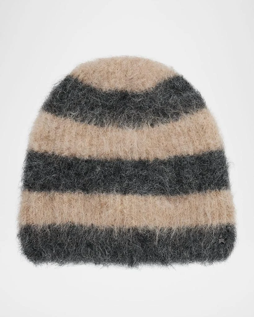 NWT!! Jocelyn Black and White Tie-Dye Beanie Jocelyn NWT Black Blue Metallic Faux Fur Beanie Winter Hat  main image 2