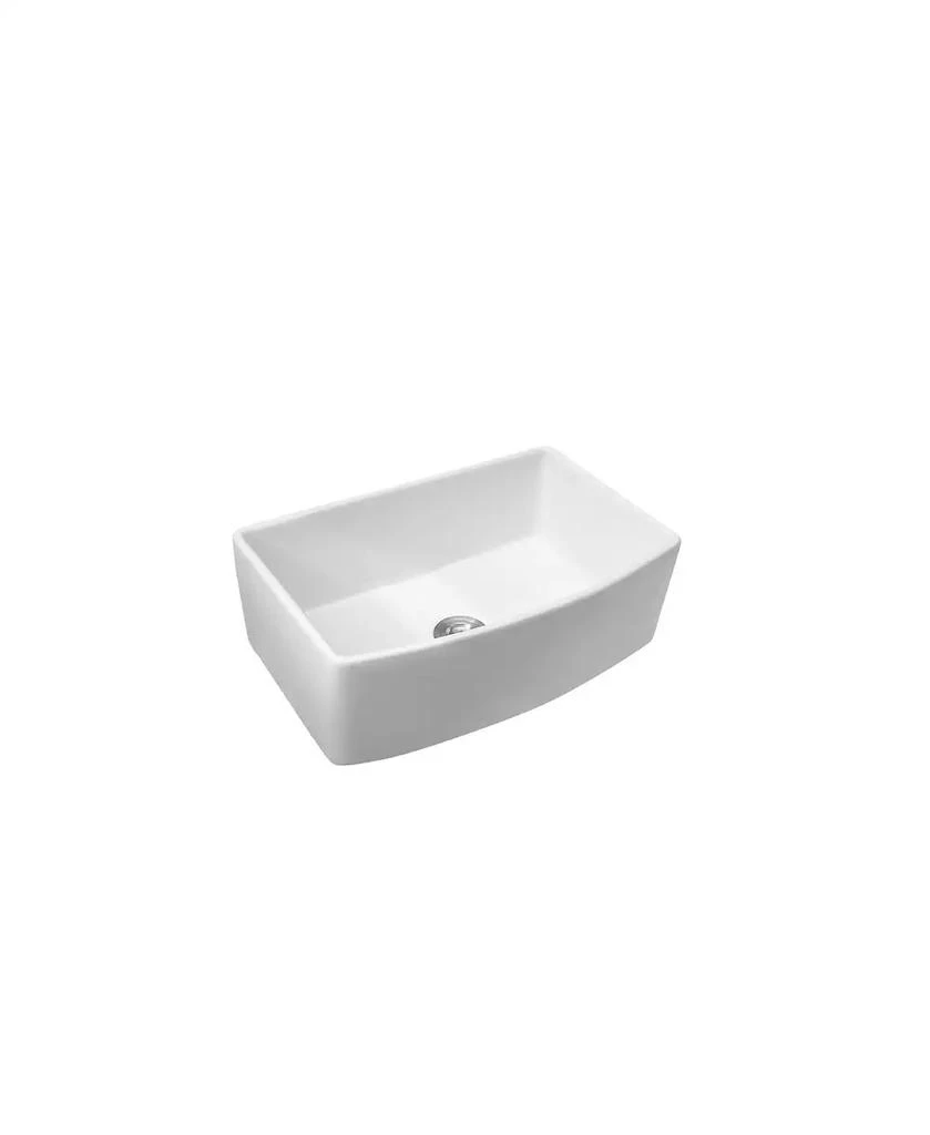 Flynama 30x19x10inch White Farmhouse Sink Ceramic Porcelain Arch Edge Apron Front Single Bowl 7