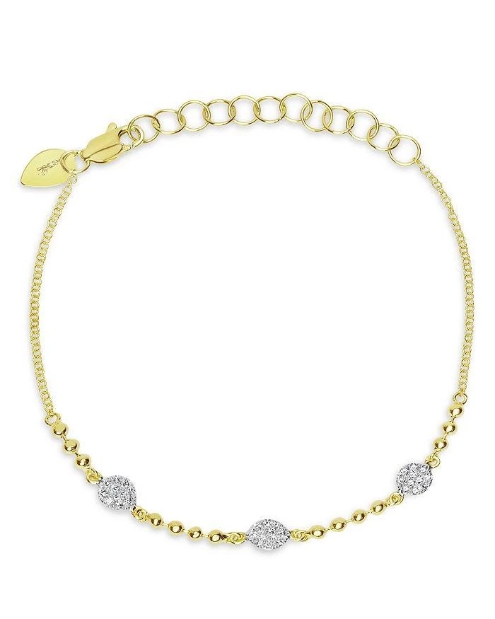Meira T 14K White 
Yellow Gold Diamond Mini Cluster Beaded Bracelet