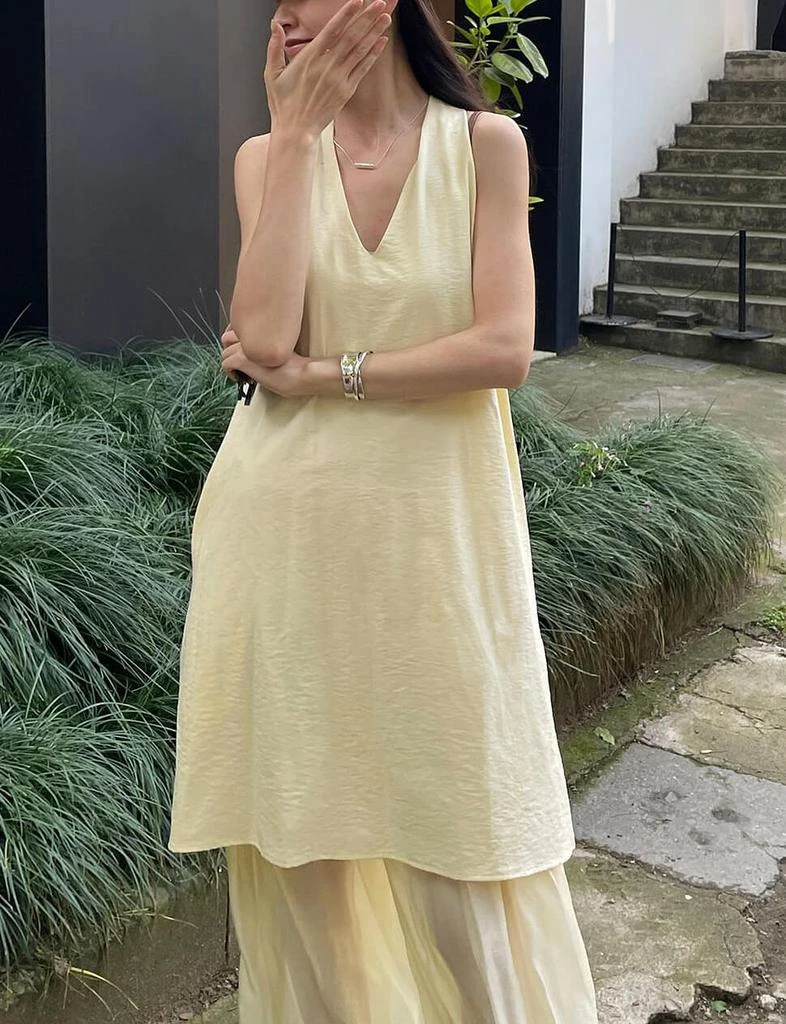 Pixie Market Dakota Layered Dress in Pale Yellow 5