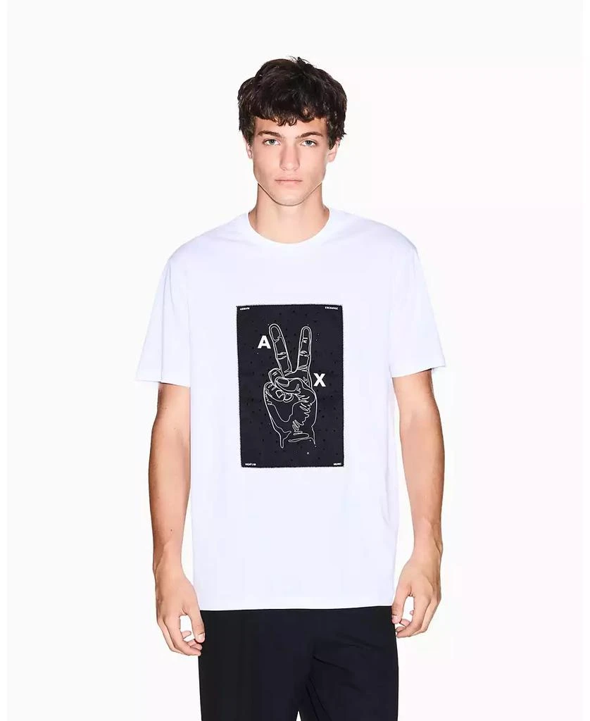 Armani Exchange Men
s Night Lab Peace Sign Embellished T-Shirt