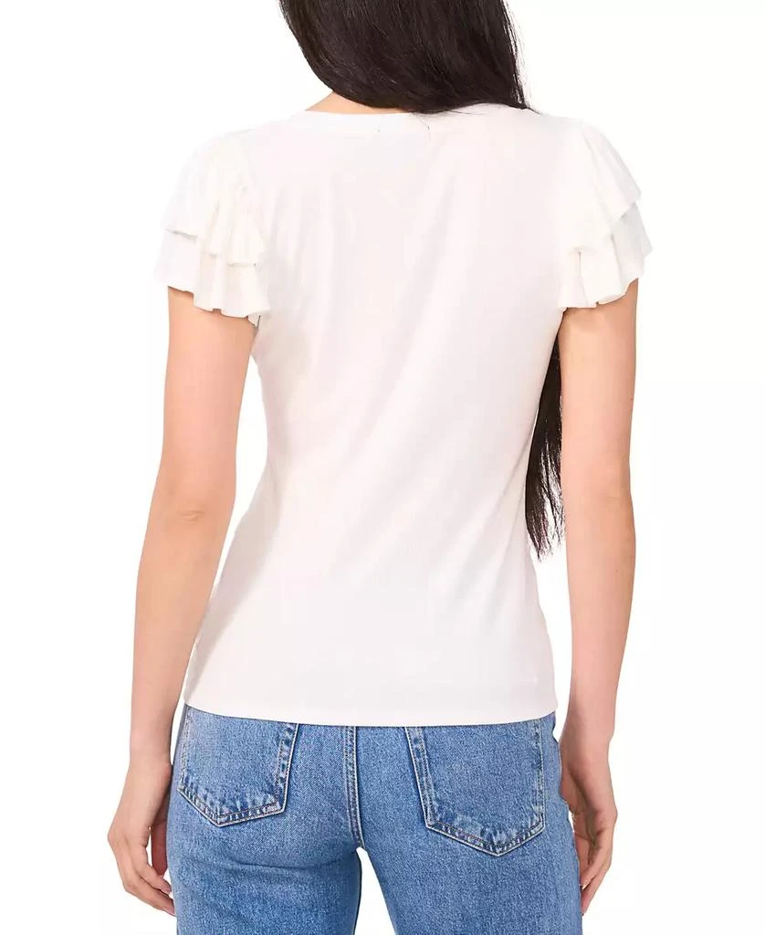 Sam & Jess Women's V-Neck Flutter-Sleeve Rib-Knit Top 3
