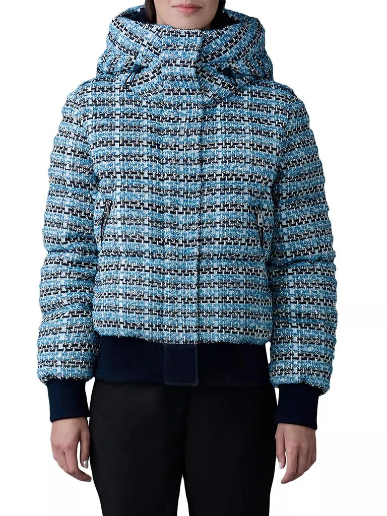 Mackage Shirly Mixed Media Tweed Quilted Down Bomber Jacket 3