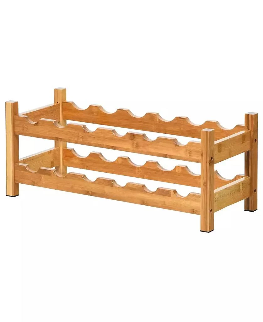 SUGIFT Bamboo 12-Bottle 2-Tier Wine Rack