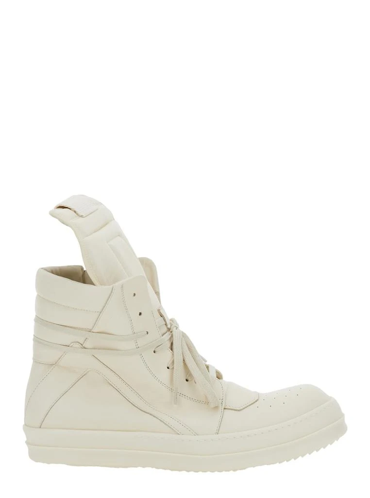 Rick Owens geo-basket White High-top Sneakers With Contrasting Details In Leather Woman 1