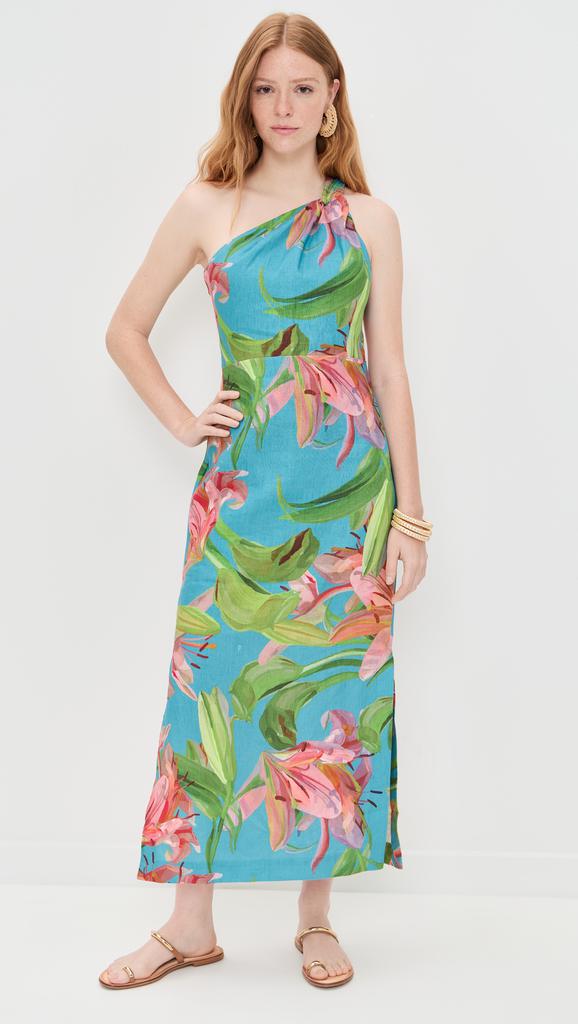 Farm Rio One Shoulder Midi Dress