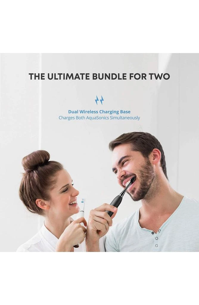 AquaSonic DUO Dual Ultrasonic Toothbrushes with 10 DuPont Brush Heads & 2 Travel Cases 6