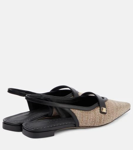 Max Mara Leather-trimmed slingback flats 3