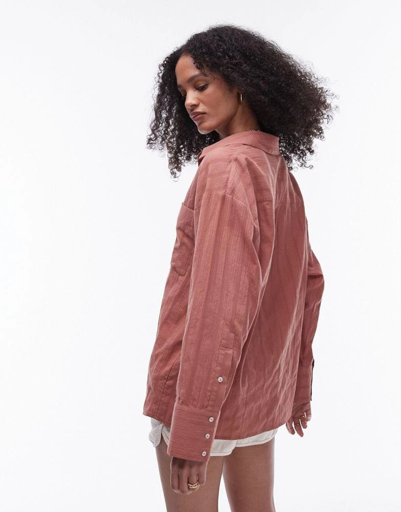 Topshop Topshop beach long sleeve shirt in blush 4