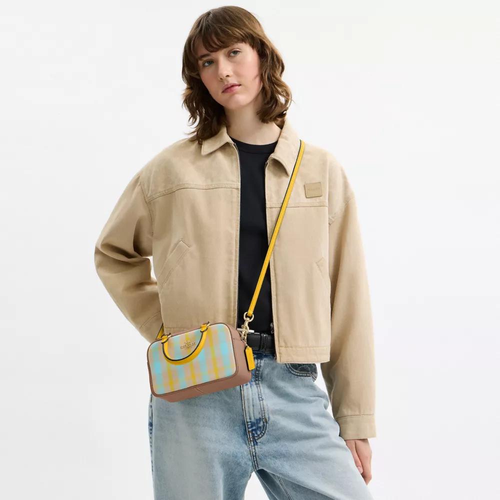 Coach Satchel Crossbody Bag With Plaid Print